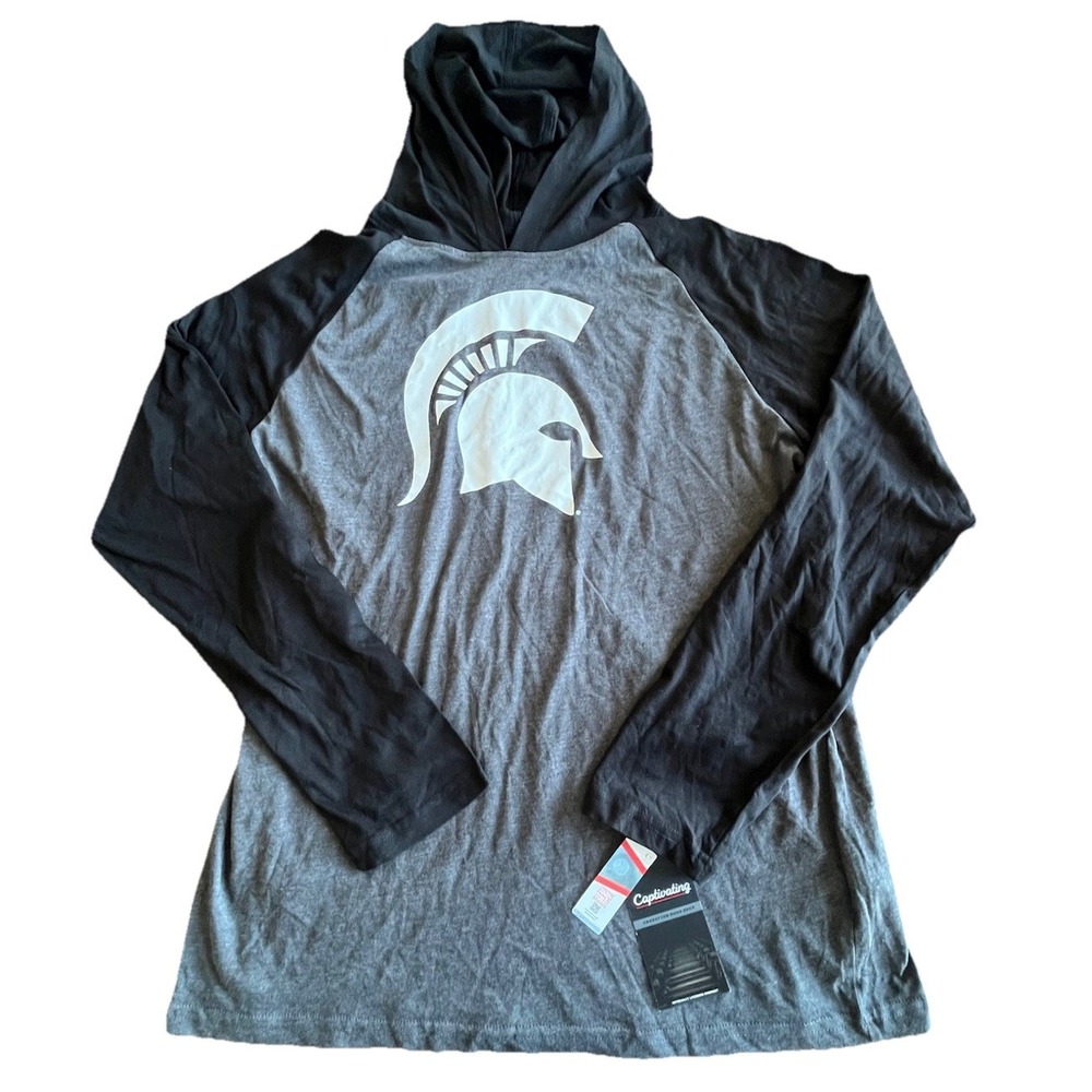 Michigan State Spartans Captivating Sz Large L Hoodie Black Gray Shirt NWT
